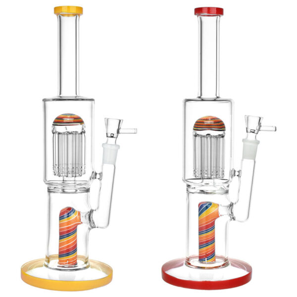 Burgeoning Bliss Glass Water Pipe – 12″ / 14mm F / Colors Vary