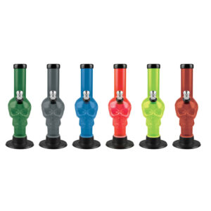 6″ Acrylic Skull Design Water Pipe – Colors Vary