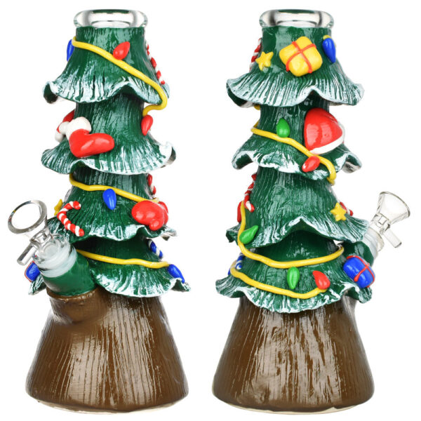 Christmas Tree Beaker Glass Water Pipe – 9.75″ / 14mm F