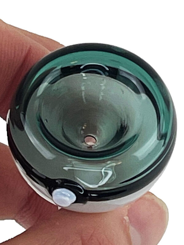 Teal Poke Ball Glass Bong Bowl – 14mm - Image 3
