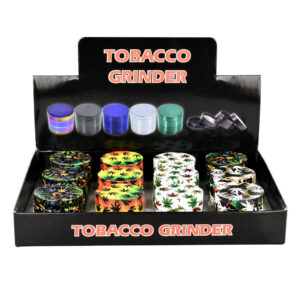 Hemp Leaves Grinder – 4pc/1.5″/Assorted Designs – 12PC DISP