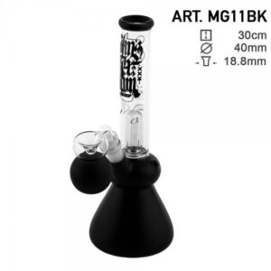 Amsterdam | 12″ Black Glass Water Pipe w/ Dome Perc