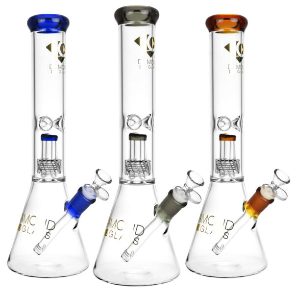 Diamond Glass Gold Warp Water Pipe – 14.5″/14mm F/Clrs Vary