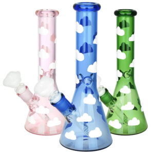 Up in the Clouds Beaker Water Pipe – 10″ / 14mm F / Colors Vary