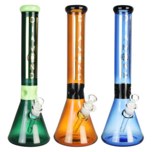 Diamond Glass Peasy Water Pipe – 15.75″/14mm F/Colors Vary