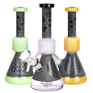 Black Frost Bee Geometry Water Pipe – 7″/14mm F/Colors Vary