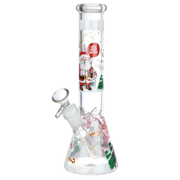 Christmas Themed Glass Water Pipe – 10″ / 14mm F / Designs Vary - Image 2