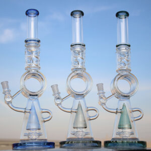 18.5″ Recycler Style Donut Percolator Glass Water Pipe