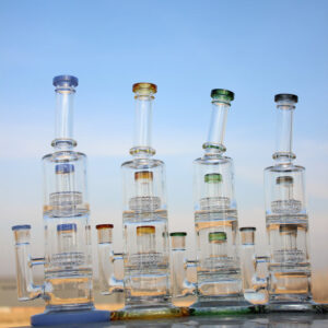 Approx. 12″ Dual Matrix Percolator Glass Water Pipe