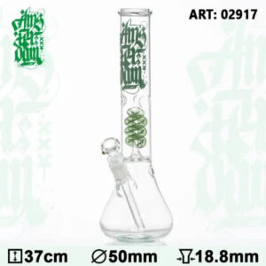Amsterdam | 15″ Green Glass Water Pipe w/ Coil Perc