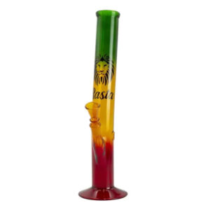 13.5″ Rasta Colored Glass Water Pipe w/ Lion Logo