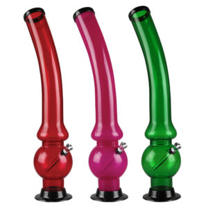 Acrylic Curved Bubble Water Pipe – 18″ – Assorted Colors