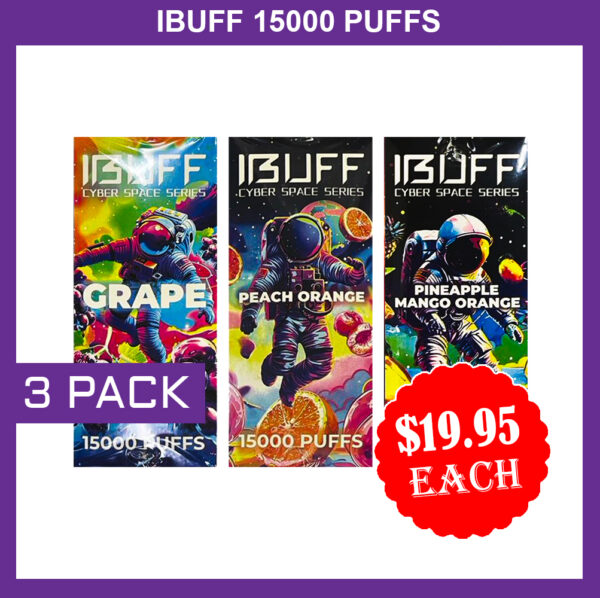 IBUFF SHISHA 15000 PUFFS – 3 PACK
