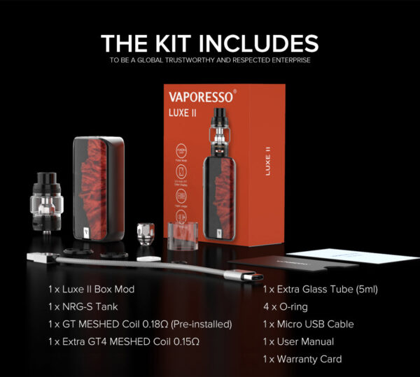 Vaporesso Luxe II 220W Touch Screen Kit with 8ml NRG-S Tank (Luxe 2) - Image 12