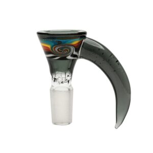 ROOTS GLASS: 14MM WIG WAG 4 HOLE HORN BOWL/FLOWER SLIDE